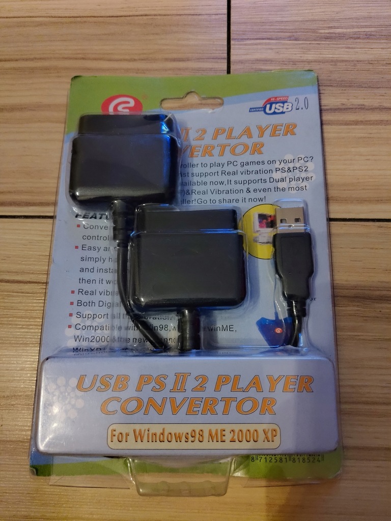 USB PS2 2 player Convertor PC PlayStation 2