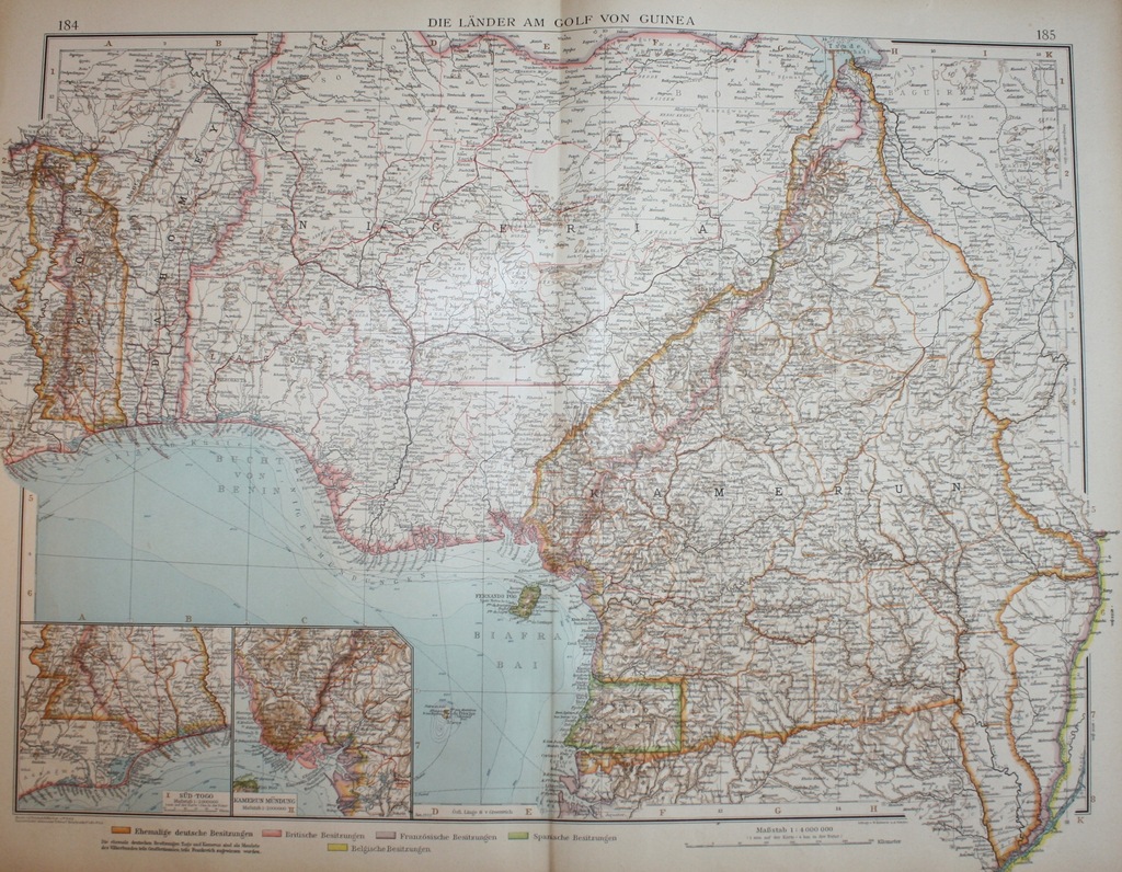 MAPA AFRYKA KAMERUN GWINEA TOGO NIGERIA 1922 DUŻA