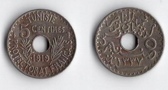 TUNEZJA FRANCUSKA 1919 5 CENTIMES