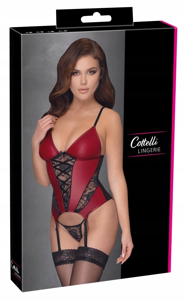 Cottelli LINGERIE - Seksowna Matowa Koszulka Z Paskami i I Delikatną Koronk