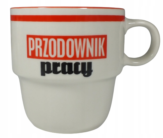 Kubek z nadrukiem a'la PRL "Przodownik pracy