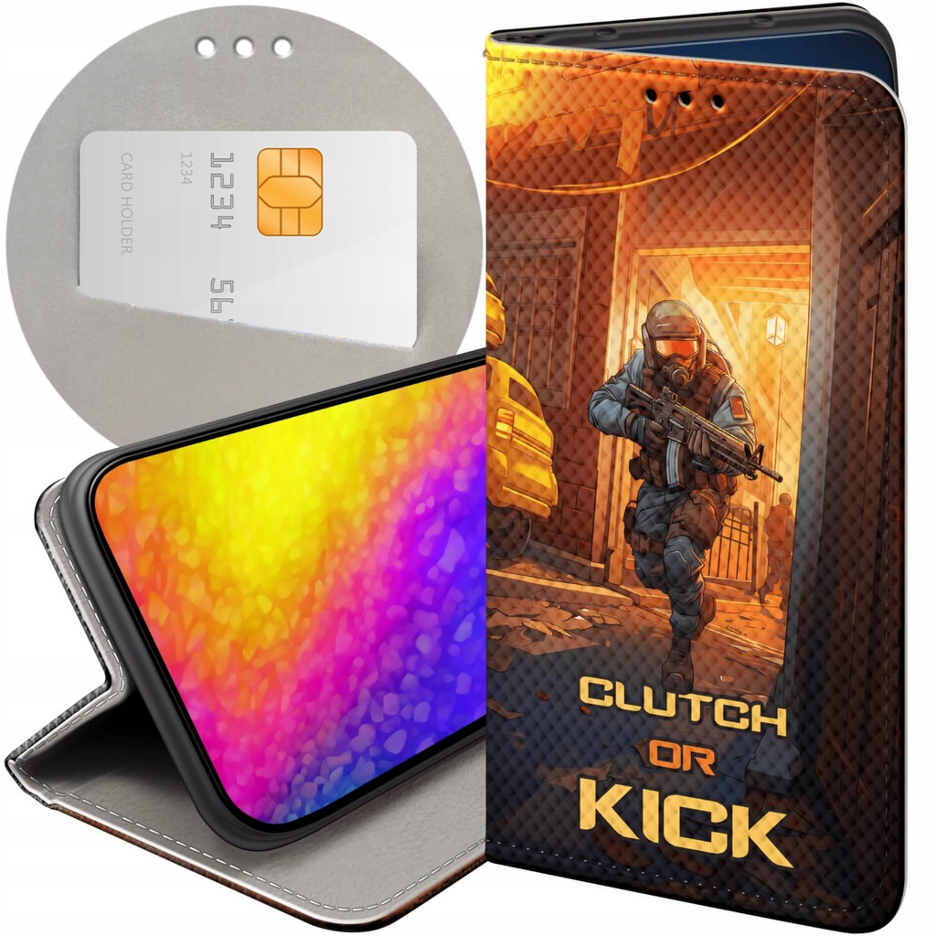 ETUI Z KLAPKĄ DO IPHONE 14 WZORY CS GO COUNTER-STRIKE FUTERAŁ POKROWIEC