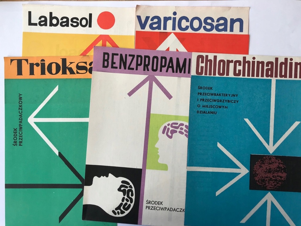 5 ROZKŁADANYCH ULOTEK REKLAMOWYCH LEKÓW, L. 60-TE