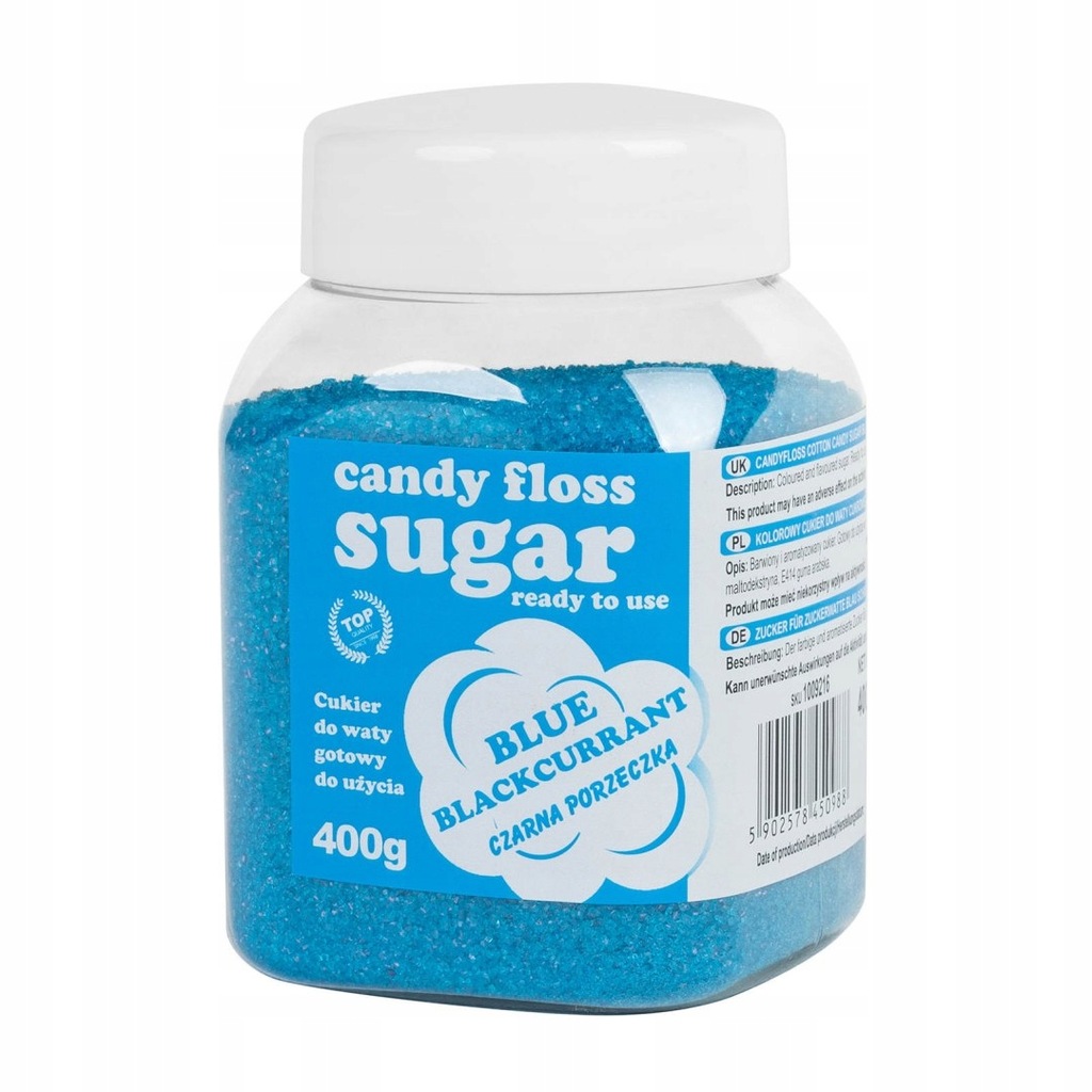 Kolorowy cukier do waty cukrowej niebieski o smaku