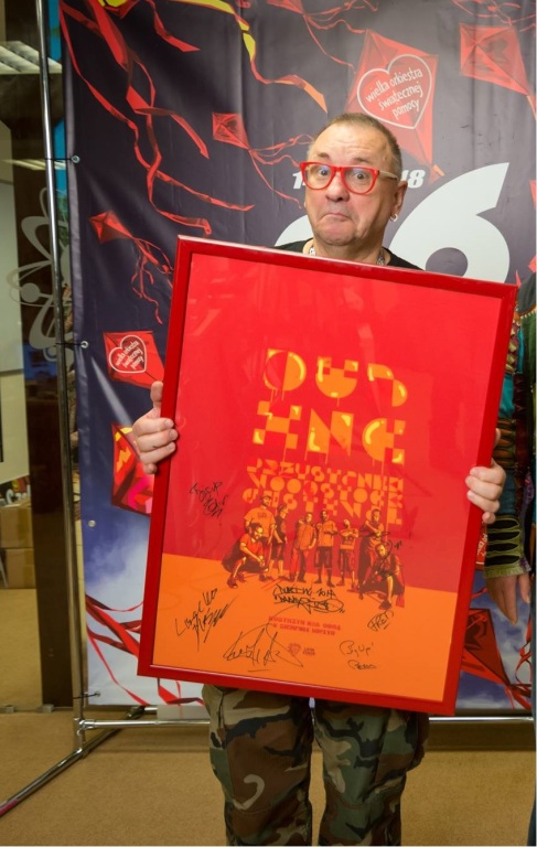 Plakat Lionstage (czerwona rama) z autografami