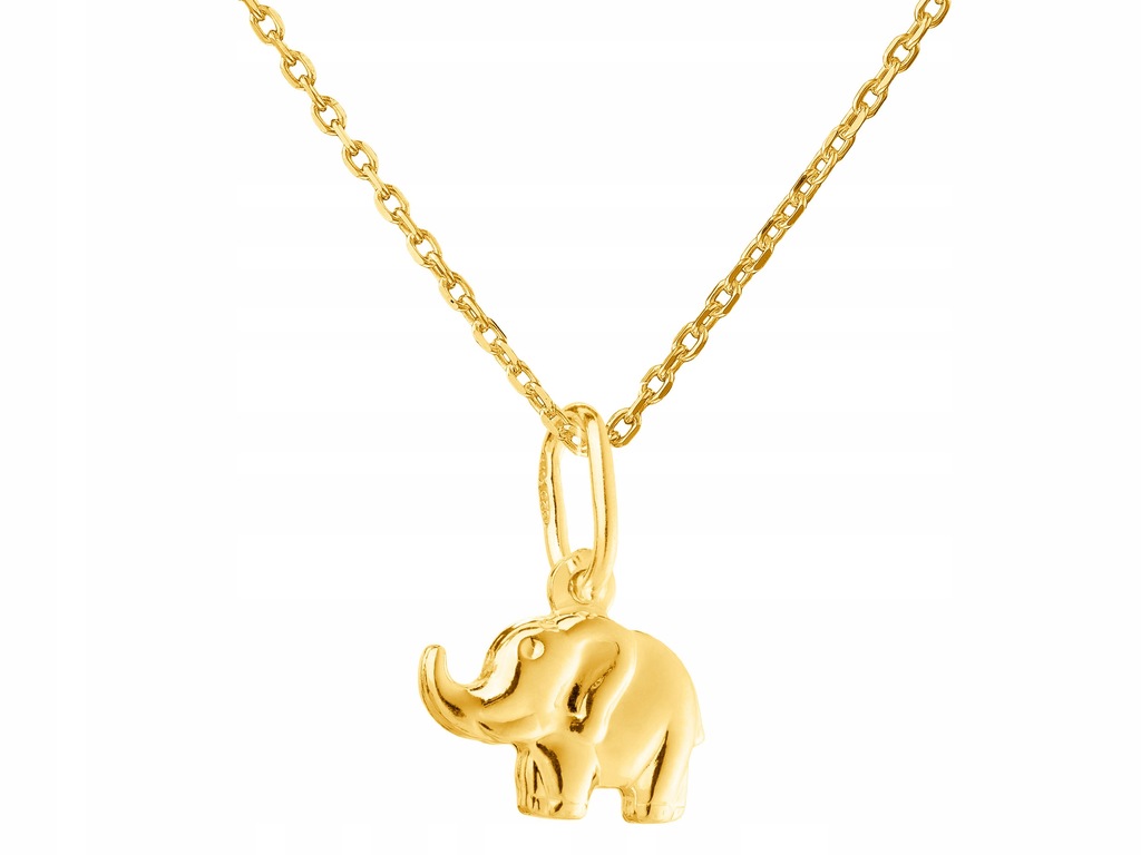 Złoty Słonik Naszyjnik ze Słoniem Srebrny Słoń Srebro 925 Łańcuszek 40cm