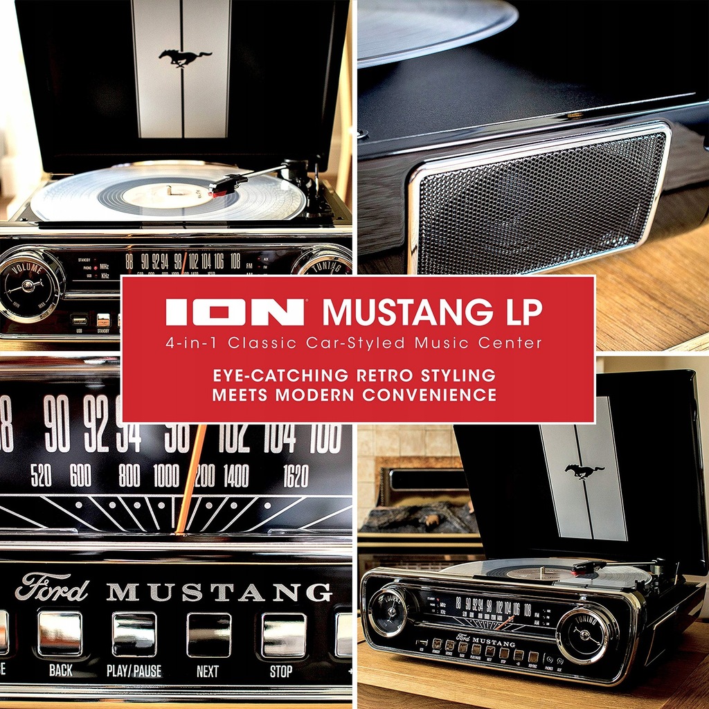 Купить ION MUSTANG LP Turntable Black Гарантия отзывы, фото и