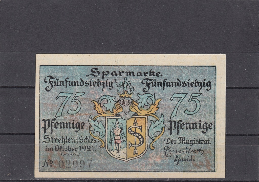 Strzelin 75 pfennig 1921 UNC