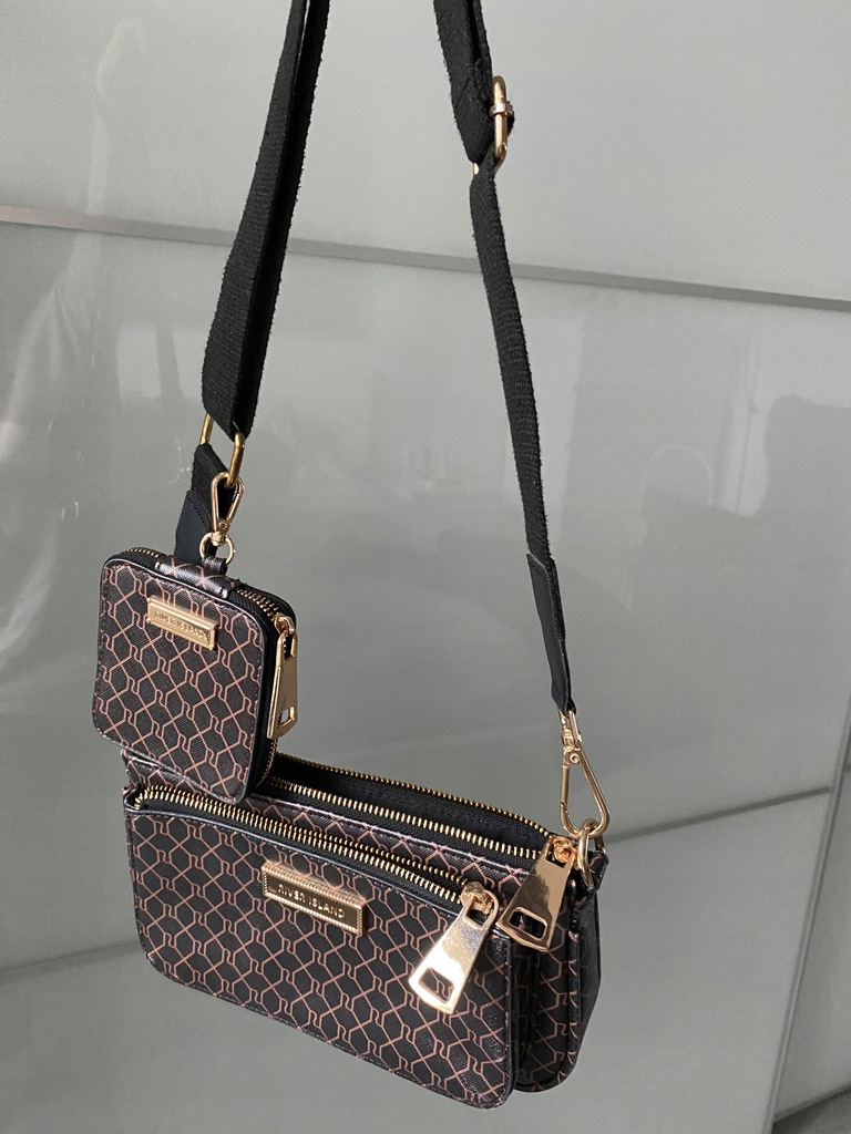 River island nerka torebka monogram brązowa pasek