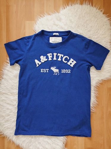 ABERCROMBIE Tshirt kobaltowy z logo #158