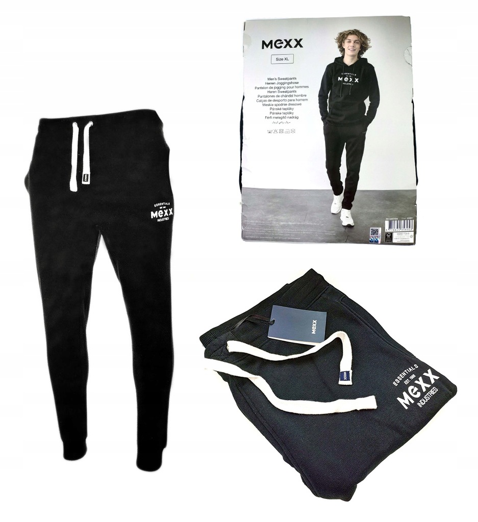 Spodnie dresowe męskie czarne oryginalne rozm. XL 80% bawełna Oeko-Tex