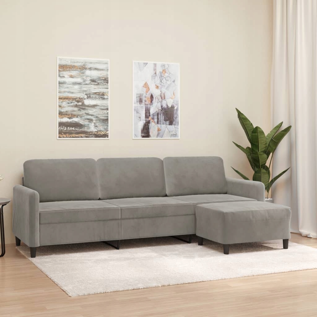 3-OSOBOWA SOFA Z PODNÓŻKIEM JASNOSZARY, 210CM AKSA