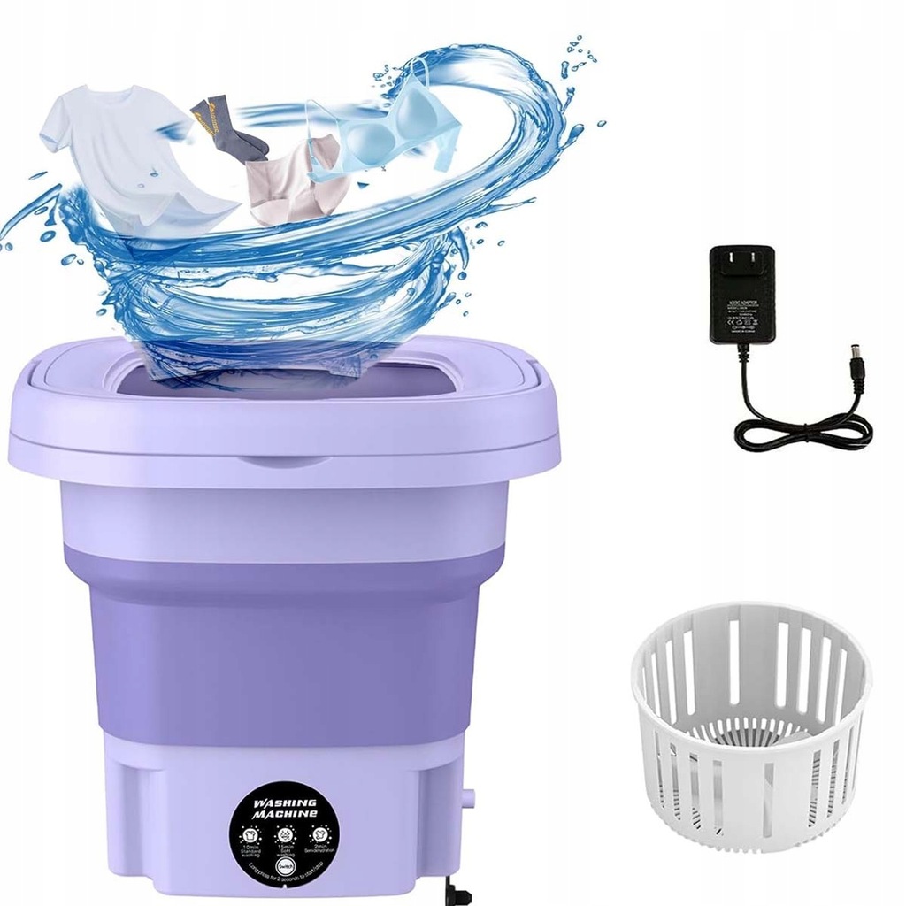 Składana mini pralka 8L o dużej pojemności, kompaktowa pralka do skarpetek
