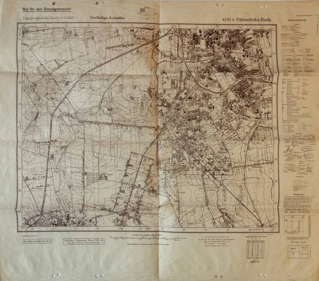 mapa sztabowa 1940 Pabianitzka-Ruda 4229A 1:25000