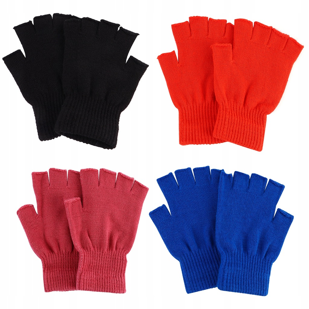4 pary rękawiczek dziewiarskich bez palców