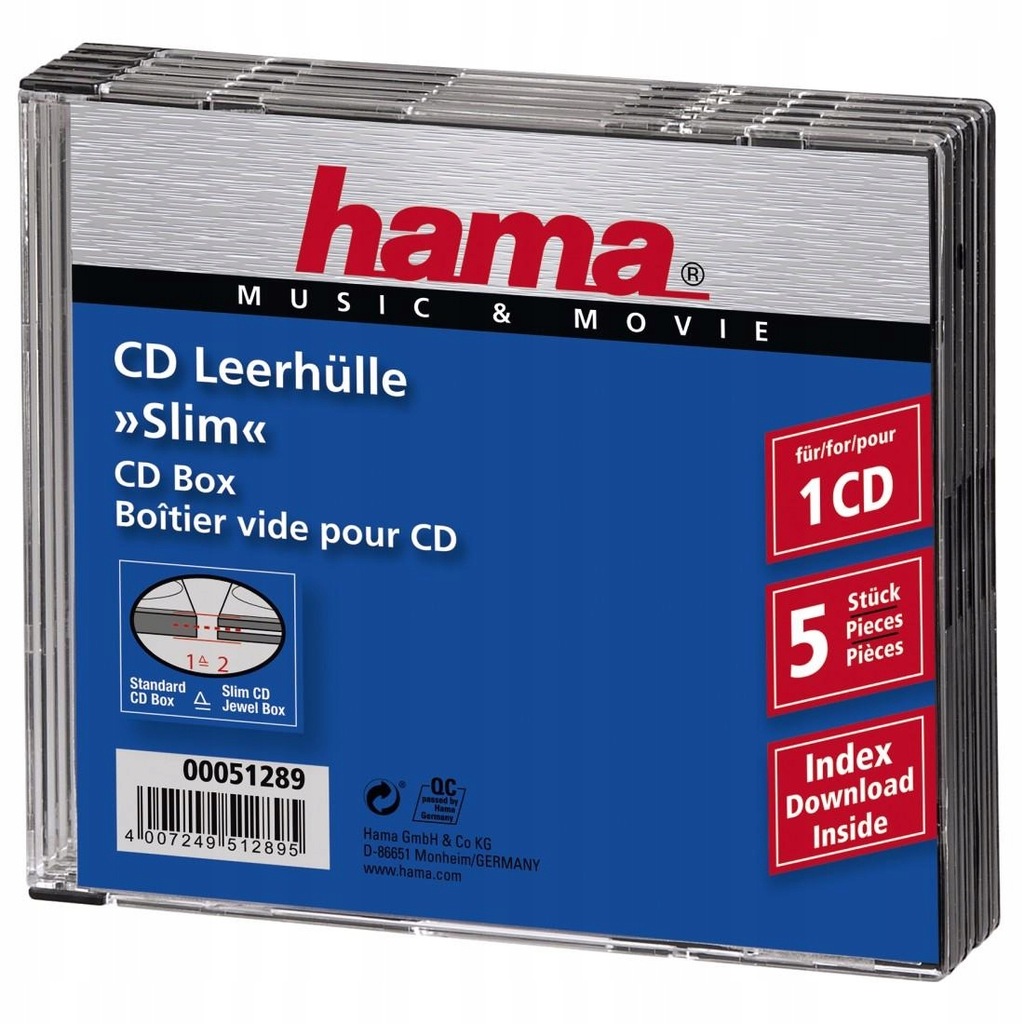 Pudełko CD Hama slim standard 5-Pak