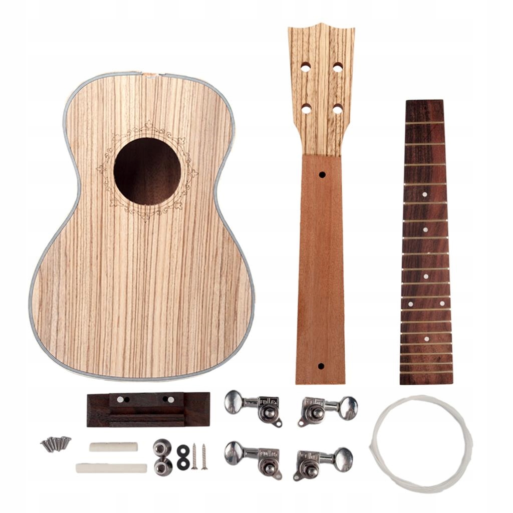 1 Set DIY Ukulele Guitar Acoustic Ukelele Zebrawood 4 Strings Guitar 23