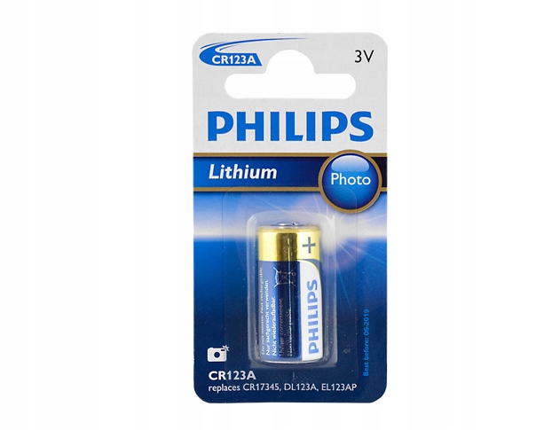 Bateria Litowa CR-123 Philips Wytrzymała Duża Nowa