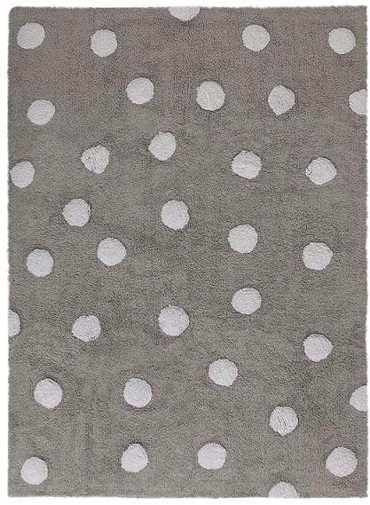 Dywan naturalny, ręcznie tkany Polka Dots szaro-biały 120 × 160 cm