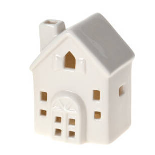 DOMEK CERAMICZNY BIAŁY FIGURKA ŚWIECĄCA LED 8 cm ŚWIĄTECZNA NA ŚWIĘTA