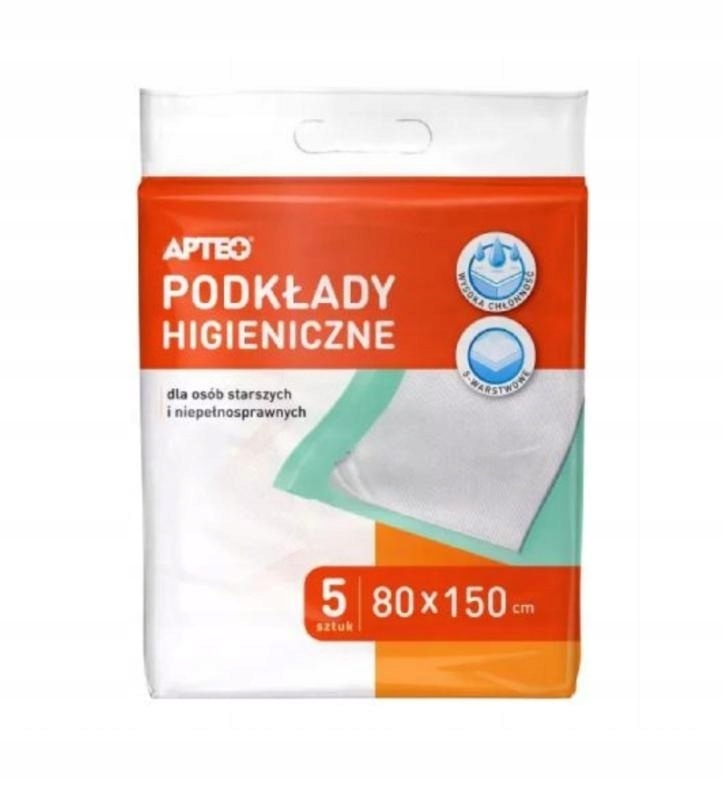 Podkłady higieniczne Apteo, 80 cm x 150 cm, 5 sztuk