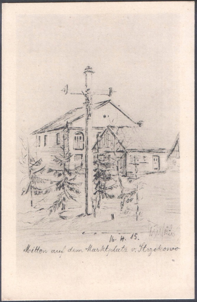 Strzegowo k/Mława. Rynek, Synagoga. 1915