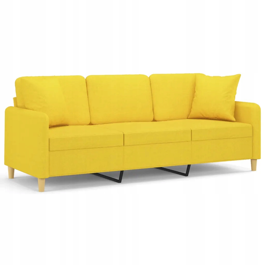 Sofa 3-osobowa z poduszkami, 198x77x80 cm, jasnożółta