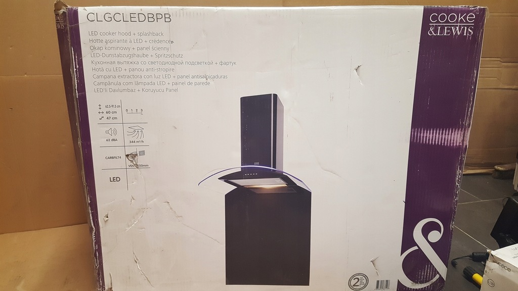 Okap kuchenny szklany zaokrąglony CLCGLEDBPB+PANEL