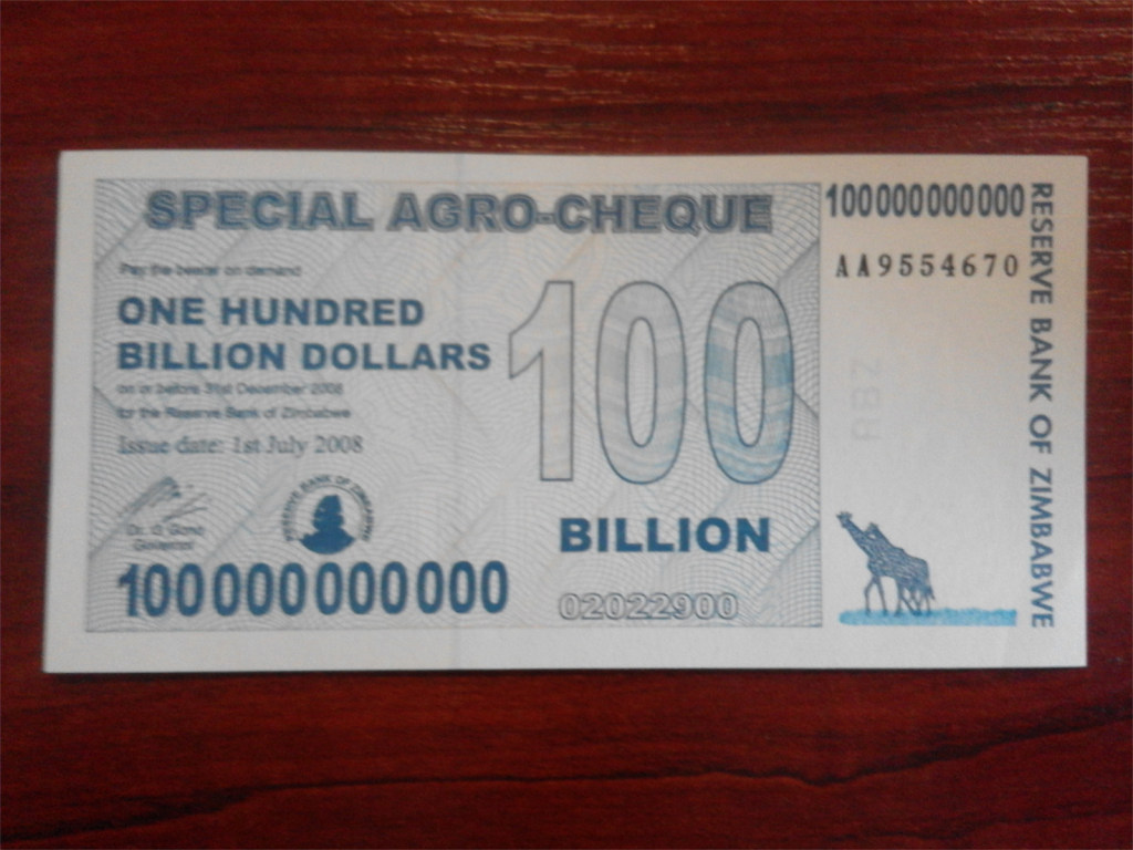 Zimbabwe hiperinflacja 100 Bilionów Dolarów - UNC