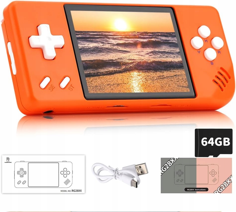 Anbernic RG28XX Handheld Game Console, 2.83 Inch IPS with Linux OS 64GB
