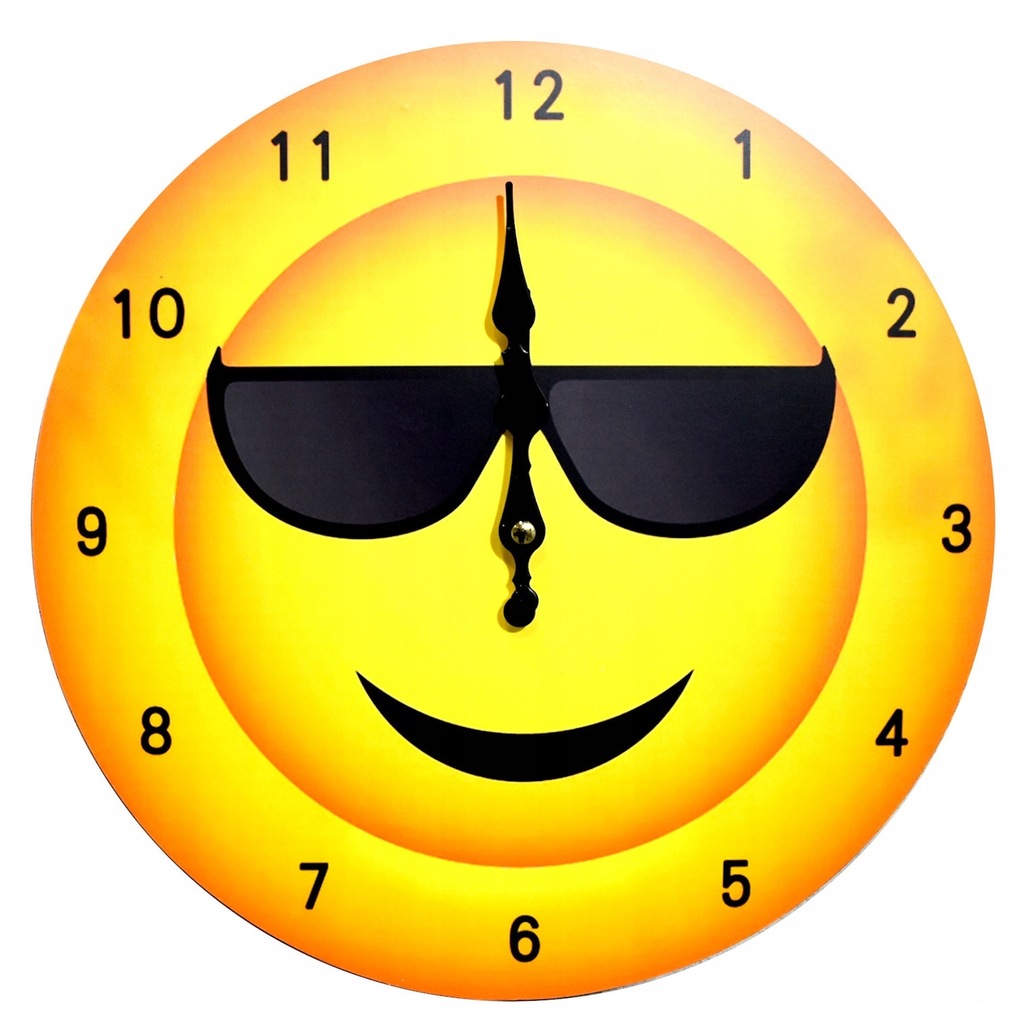 Żółty zegar na ścianę emotka okulary słoneczne