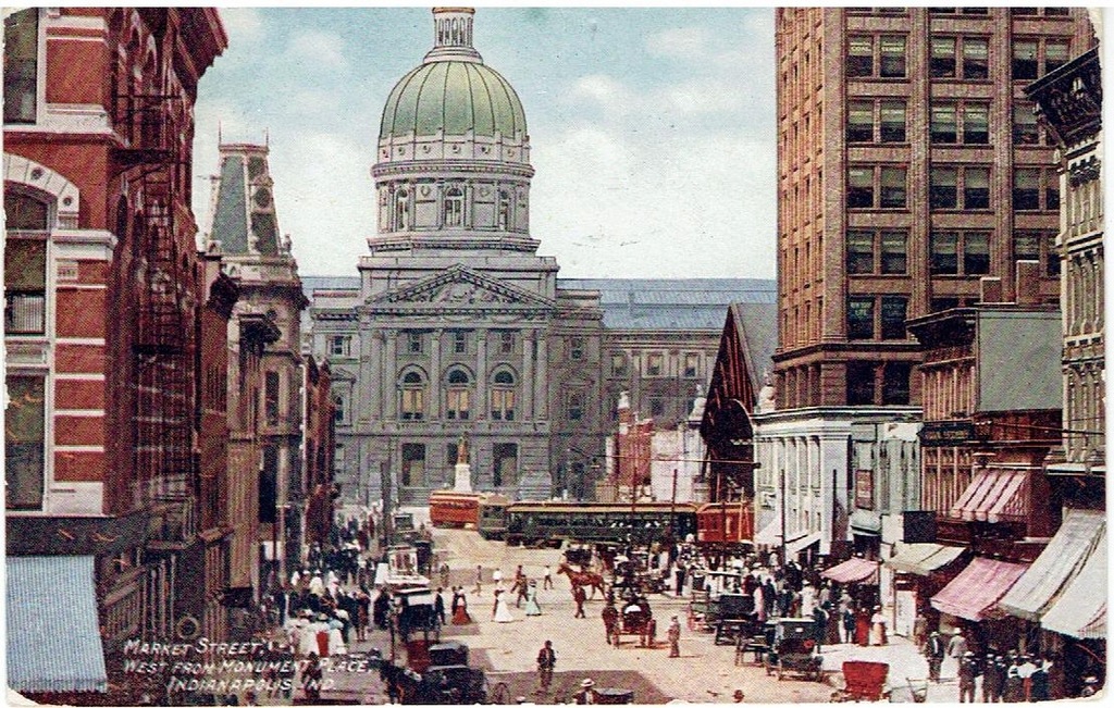 USA - Market Street - Indianapolis- 1909 r OPIS !