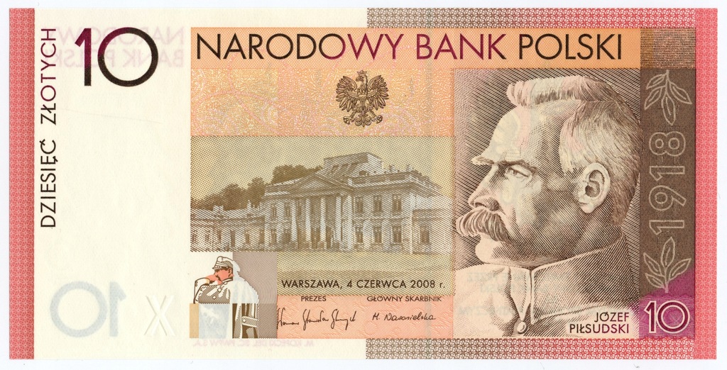 10 złotych 2008 - 90. rocznica odzyskania przez Polskę... seria ON 0021850