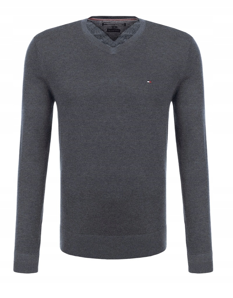 TOMMY HILFIGER MESKI SWETER SZARY v serek / L