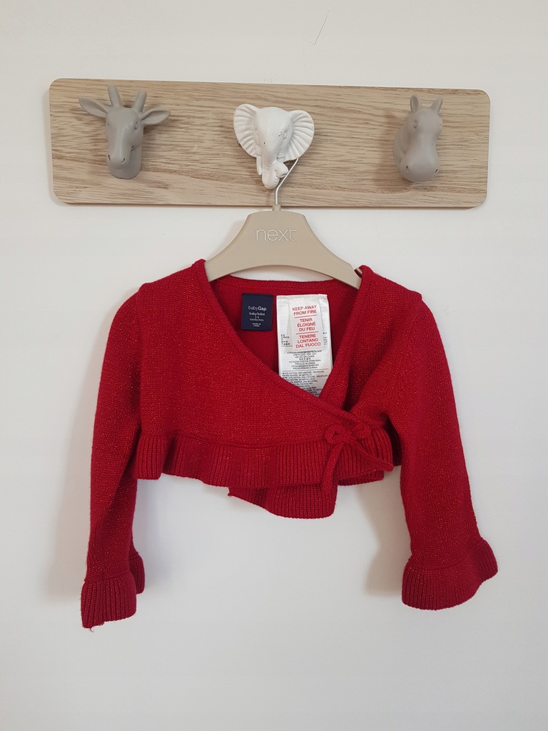 GAP czerwone bolerko rozpinany sweterek 68 - 70 cm