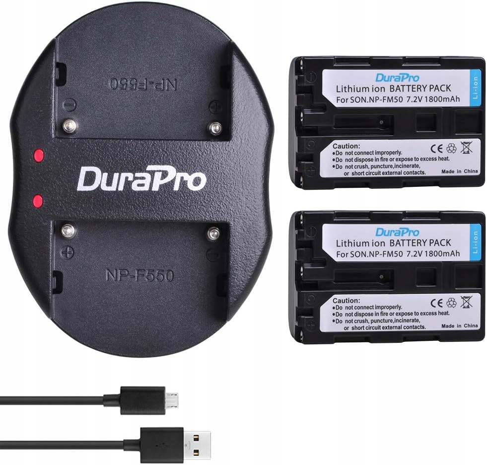 DuraPro Ładowarka Dual USB+ 2x akumulator NP-FM50 do Sony