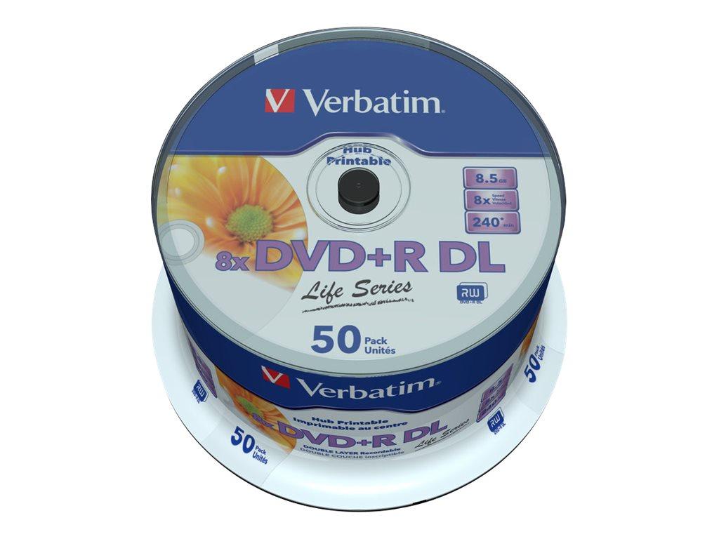 VERBATIM 97693 DVD+R DL Verbatimspindle 50 8,5GB 8x WIDE PRINTABLE SURFACE