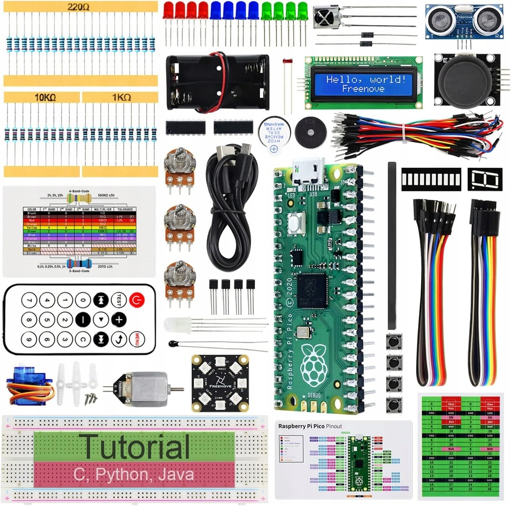 Raspberry Pi Pico + Freenove Super Starter Kit FNK0063 Zestaw startowy
