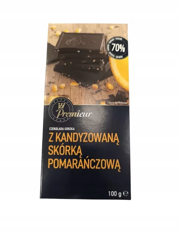 CZEKOLADA PREMIEUR Z KANDYZOWANĄ SKÓRKĄ POMARAŃCZOWĄ