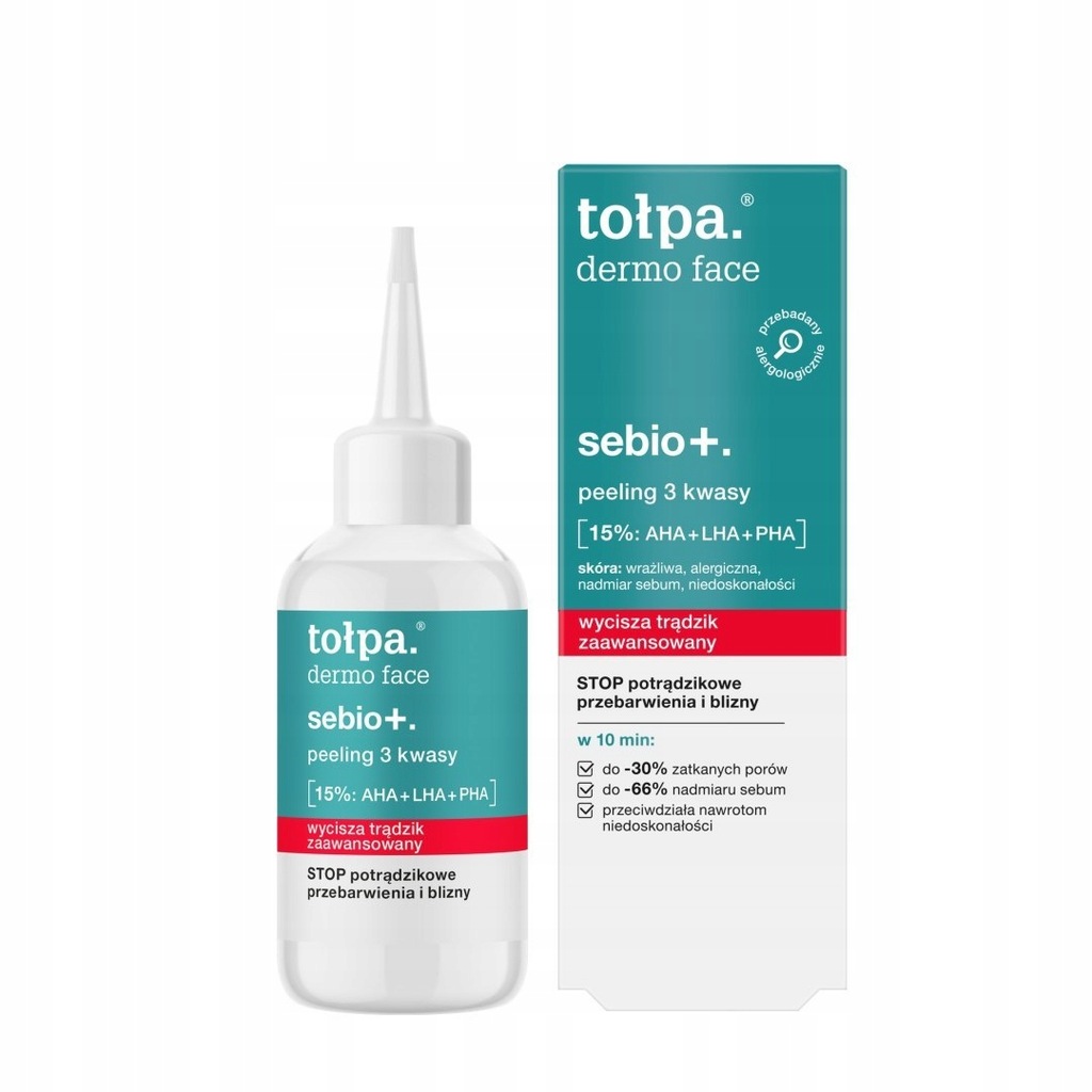 TOŁPA Dermo Face Sebio+ Peeling do twarzy 3 Kwasy 15%: AHA+LHA+PHA 50 ml