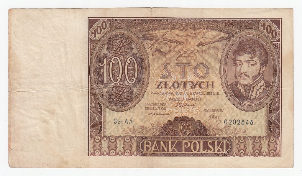 Banknot 100 zł 1932, 1-sza seria AA, rzadki