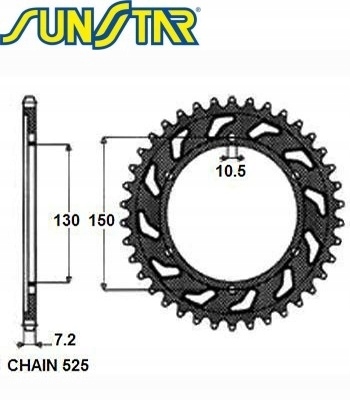 ZĘBATKA NAPĘDZANA STALOWA SUNSTAR SUNR1-4598-42