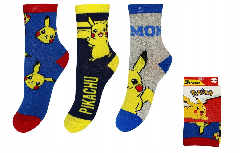 POKEMON PIKACHU SKARPETKI DLA DZIECKA 3-PAK 23/26