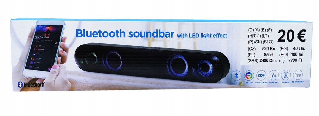 BLUETOOTH SOUNDBAR TEDI z podświetleniem LED
