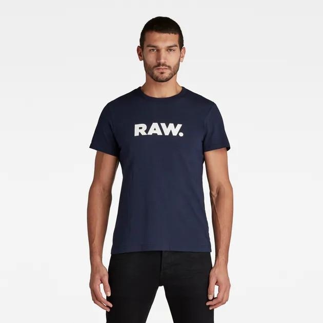 F7D106*G STAR RAW T-SHIRT GRANATOWY LOGO 40 L N00