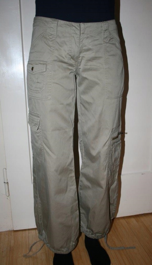 długie spodnie damskie bojówki 38 M khaki H&M