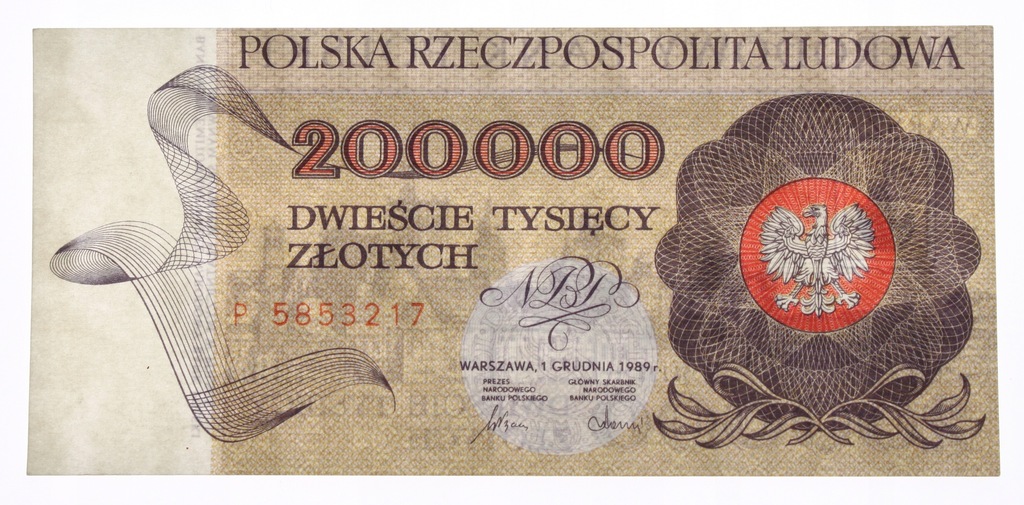 200.000 złotych 1989 stan 1 seria P