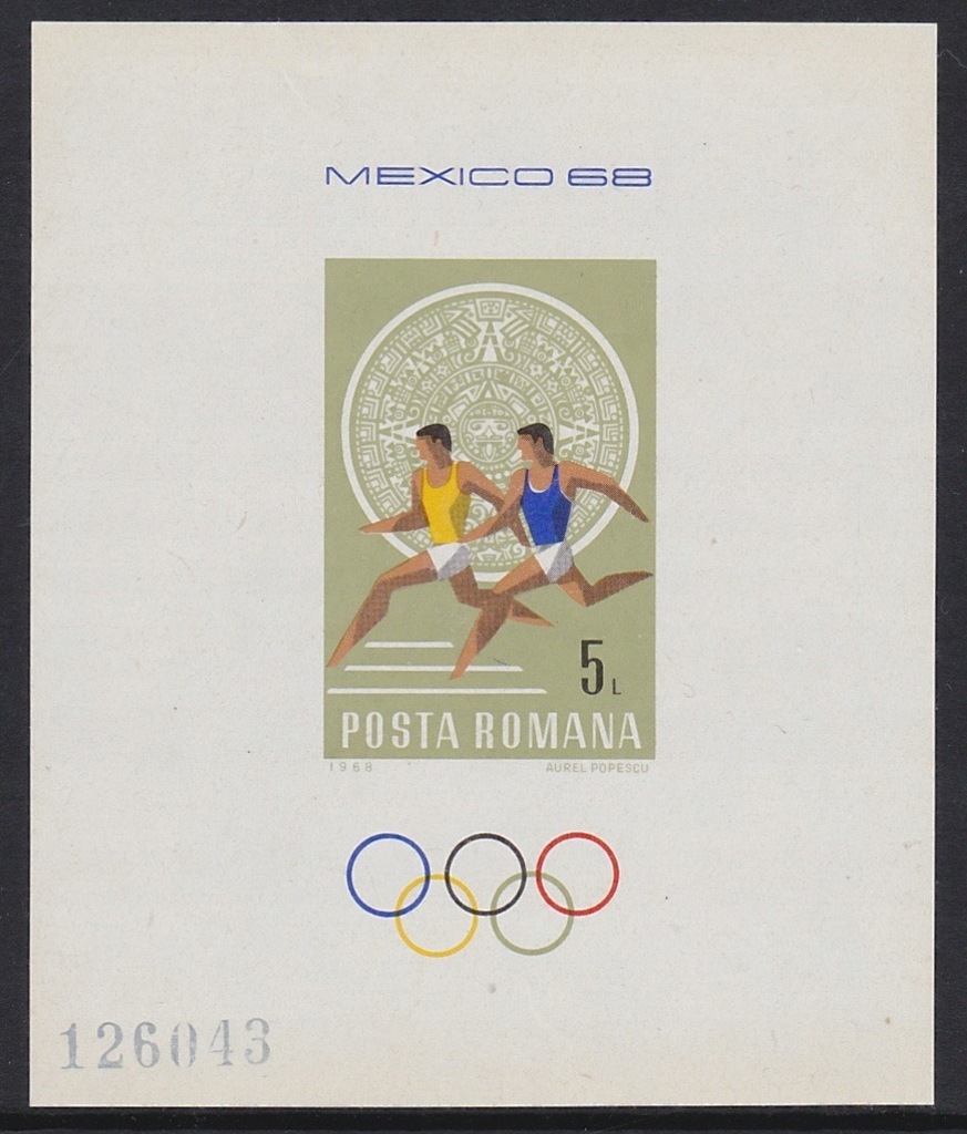Rumunia 1968 Znaczek Blok 67 ** Olimpiada sport