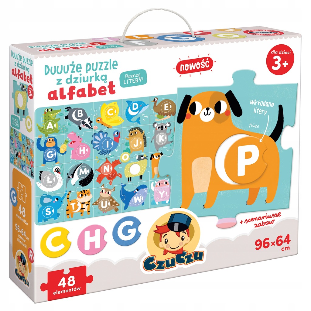 Puzzle 48 duuuże z dziurką Alfabet 3+