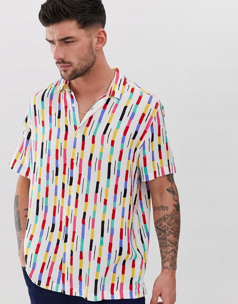 ASOS DESIGN__XDI WIELOKOLOROWA KOSZULA MĘSKA__S